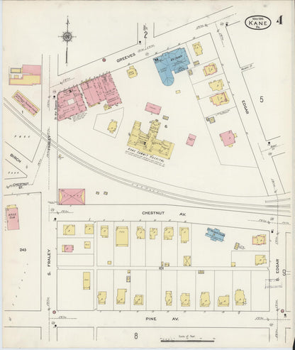 Sanborn Fire Insurance Map from Kane, McKean County, Pennsylvania (1915), Sheet #0004 - Historic Sanborn Fire Insurance Map Print, vintage old map wall art, antique decor, genealogy gift, Pennsylvania Pennsylvania map