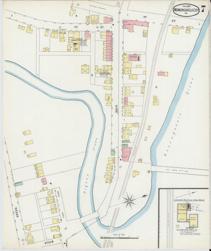 Sanborn Fire Insurance Map from Monongahela City, Washington County, Pennsylvania (1895), Sheet #0007 - Complete Map Set gallery image, historic Sanborn map, vintage wall art, Pennsylvania Pennsylvania
