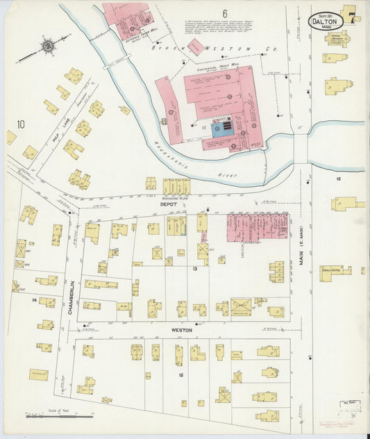 Sanborn Fire Insurance Map from Dalton, Berkshire County, Massachusetts (1911), Sheet #0007 - Historic Sanborn Fire Insurance Map Print, vintage old map wall art, antique decor, genealogy gift, Massachusetts Massachusetts map