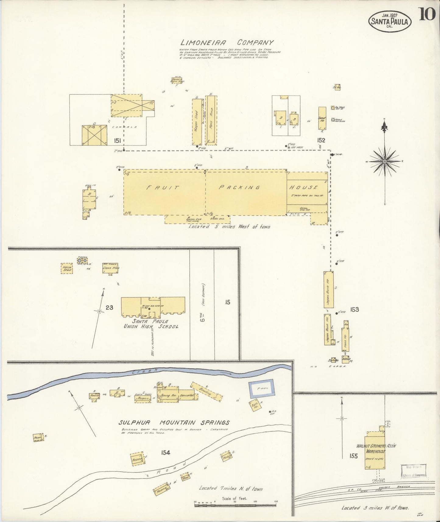 Sanborn Fire Insurance Map from Santa Paula, Ventura County, California (1907), Sheet #0010 - Complete Map Set gallery image, historic Sanborn map, vintage wall art, California California