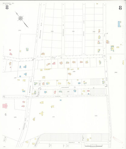 Sanborn Fire Insurance Map from Bellefonte, New Castle County, Delaware (1936), Sheet #0008 - Complete Map Set gallery image, historic Sanborn map, vintage wall art, Delaware Delaware