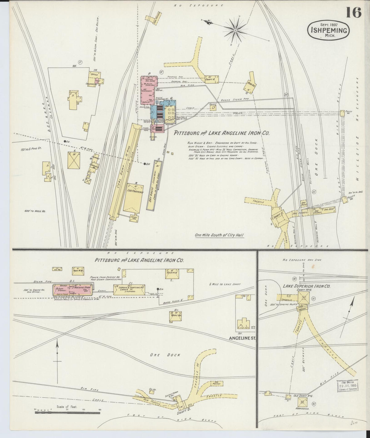Sanborn Fire Insurance Map from Ishpeming, Marquette County, Michigan (1897), Sheet #0016 - Complete Map Set gallery image, historic Sanborn map, vintage wall art, Michigan Michigan