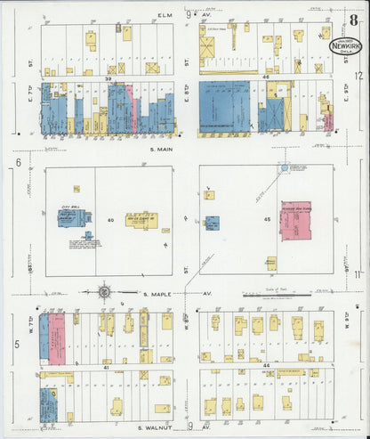 Sanborn Fire Insurance Map from Newkirk, Kay County, Oklahoma (1920), Sheet #0008 - Complete Map Set gallery image, historic Sanborn map, vintage wall art, Oklahoma Oklahoma