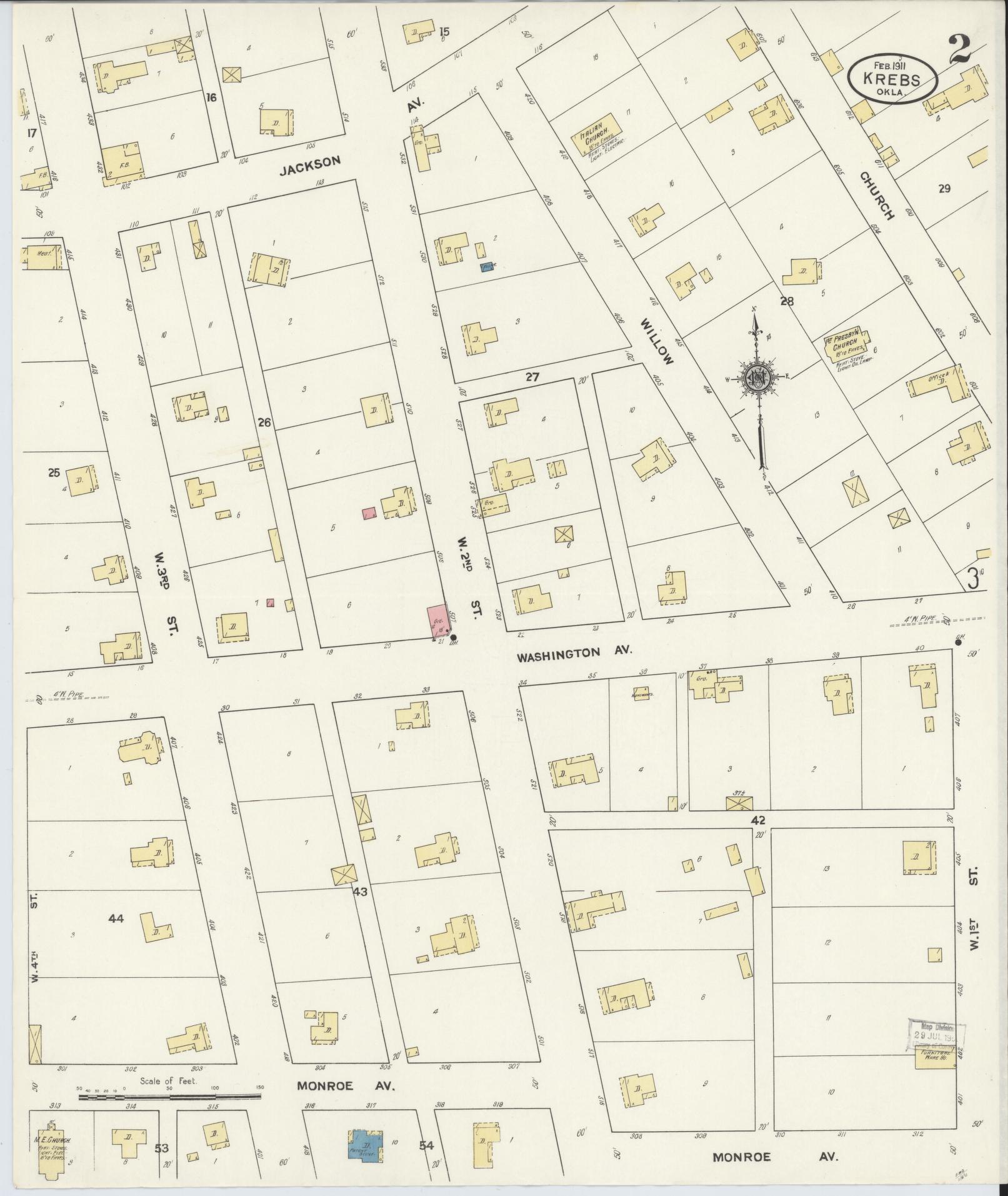 Sanborn Fire Insurance Map from Krebs, Pittsburg County, Oklahoma (1911), Sheet #0002 - Complete Map Set gallery image, historic Sanborn map, vintage wall art, Oklahoma Oklahoma
