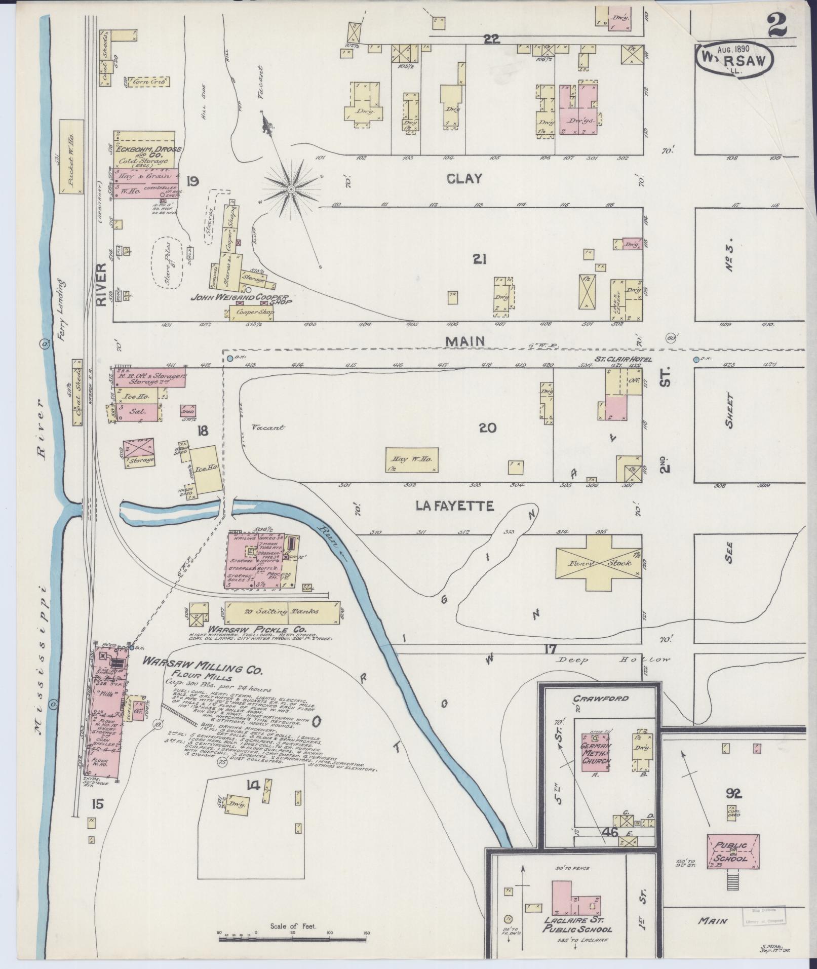 Sanborn Fire Insurance Map from Warsaw, Hancock County, Illinois (1890), Sheet #0002 - Complete Map Set gallery image, historic Sanborn map, vintage wall art, Illinois Illinois