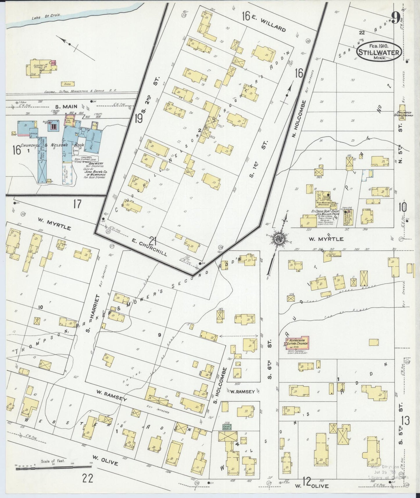 Sanborn Fire Insurance Map from Stillwater, Washington County, Minnesota (1910), Sheet #0009 - Complete Map Set gallery image, historic Sanborn map, vintage wall art, Minnesota Minnesota