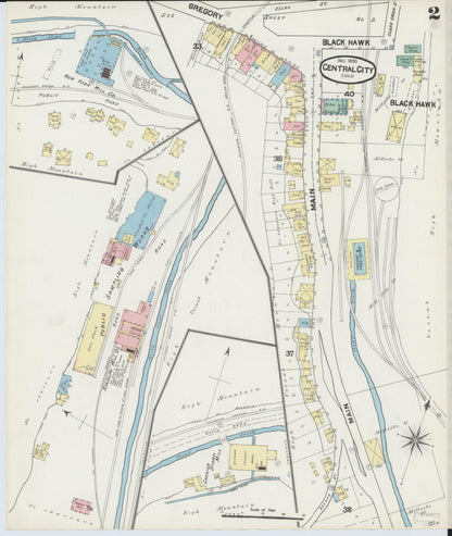 Sanborn Fire Insurance Map from Central City, Gilpin County, Colorado (1890), Sheet #0002 - Complete Map Set gallery image, historic Sanborn map, vintage wall art, Colorado Colorado