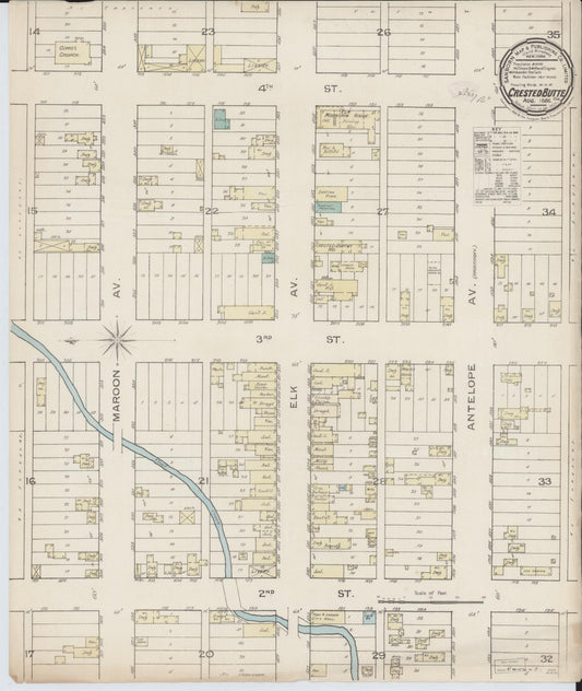 Sanborn Fire Insurance Map from Crested Butte, Gunnison County, Colorado (1886), Sheet #0001 - Historic Sanborn Fire Insurance Map Print, vintage old map wall art, antique decor, genealogy gift, Colorado Colorado map
