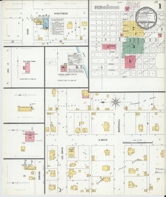 Sanborn Fire Insurance Map from Eldorado Springs, Cedar County, Missouri (1900), Sheet #0001 - Complete Map Set gallery image, historic Sanborn map, vintage wall art, Missouri Missouri