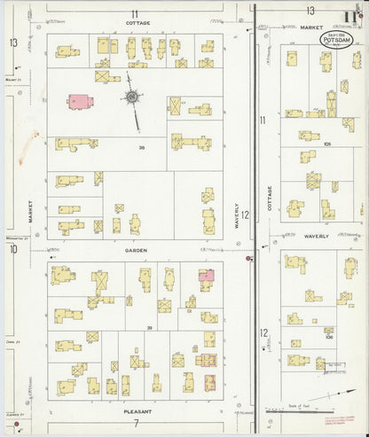 Sanborn Fire Insurance Map from Potsdam, St. Lawrence County, New York (1910), Sheet #0011 - Complete Map Set gallery image, historic Sanborn map, vintage wall art, New York New York