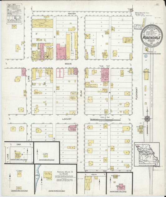 Sanborn Fire Insurance Map from Rosendale, Andrew County, Missouri (1917), Sheet #0001 - Historic Sanborn Fire Insurance Map Print, vintage old map wall art, antique decor, genealogy gift, Missouri Missouri map