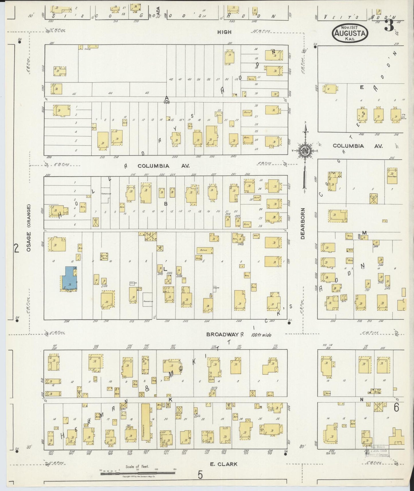 Sanborn Fire Insurance Map from Augusta, Butler County, Kansas (1917), Sheet #0003 - Complete Map Set gallery image, historic Sanborn map, vintage wall art, Kansas Kansas