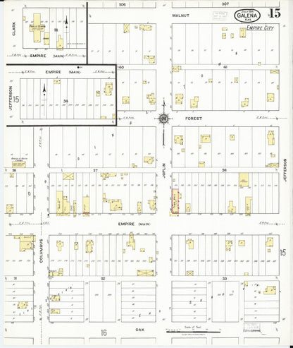 Sanborn Fire Insurance Map from Galena, Cherokee County, Kansas (1918), Sheet #0015 - Complete Map Set gallery image, historic Sanborn map, vintage wall art, Kansas Kansas