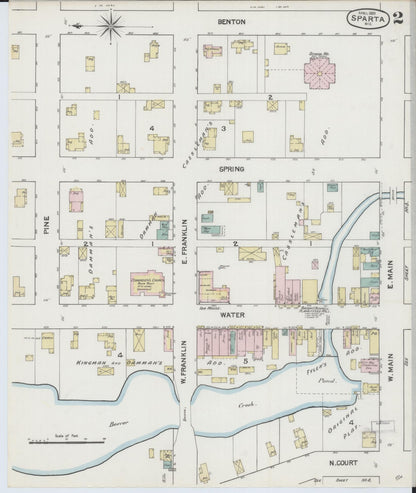 Sanborn Fire Insurance Map from Sparta, Monroe County, Wisconsin (1889), Sheet #0002 - Historic Sanborn Fire Insurance Map Print, vintage old map wall art, antique decor, genealogy gift, Wisconsin Wisconsin map