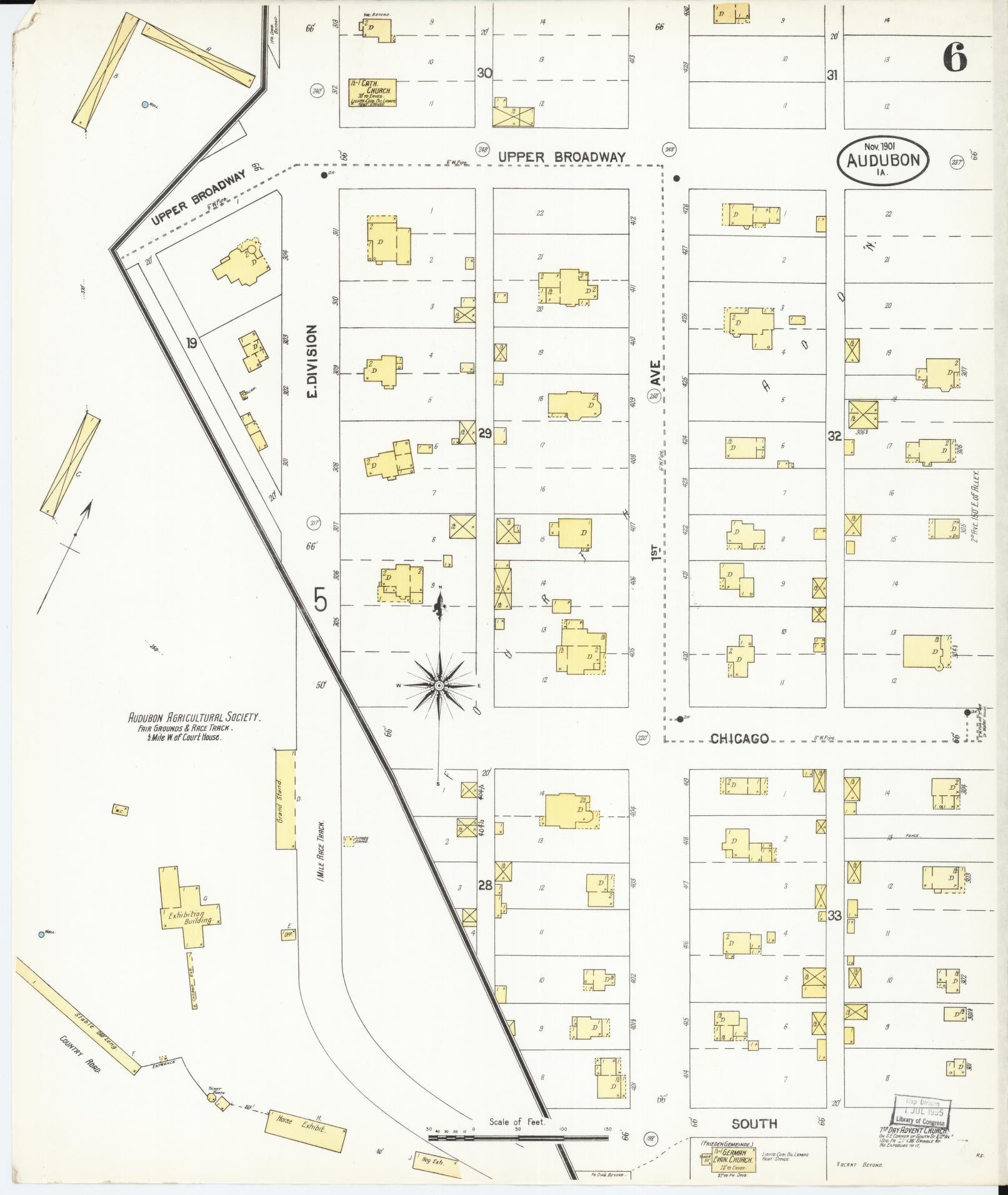 Sanborn Fire Insurance Map from Audubon, Audubon County, Iowa (1901), Sheet #0006 - Historic Sanborn Fire Insurance Map Print, vintage old map wall art