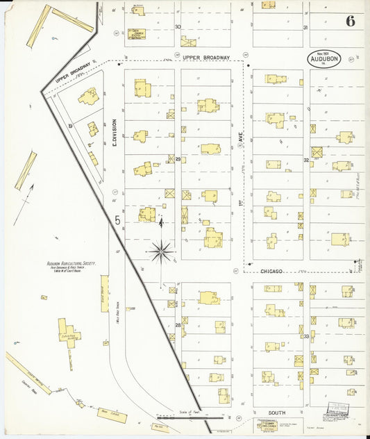 Sanborn Fire Insurance Map from Audubon, Audubon County, Iowa (1901), Sheet #0006 - Historic Sanborn Fire Insurance Map Print, vintage old map wall art
