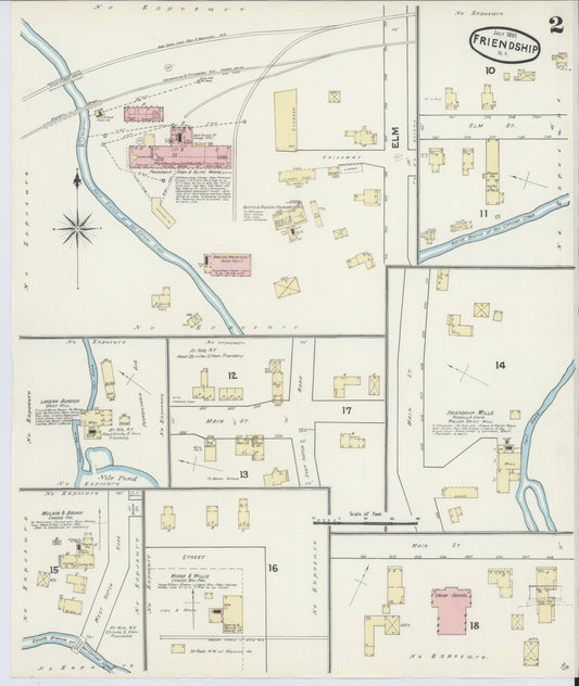 Sanborn Fire Insurance Map from Friendship, Allegany County, New York (1891), Sheet #0002 - Historic Sanborn Fire Insurance Map Print, vintage old map wall art, antique decor, genealogy gift, New York New York map