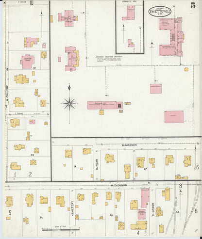Sanborn Fire Insurance Map from Fayetteville, Washington County, Arkansas (1904), Sheet #0005 - Complete Map Set gallery image, historic Sanborn map, vintage wall art, Arkansas Arkansas