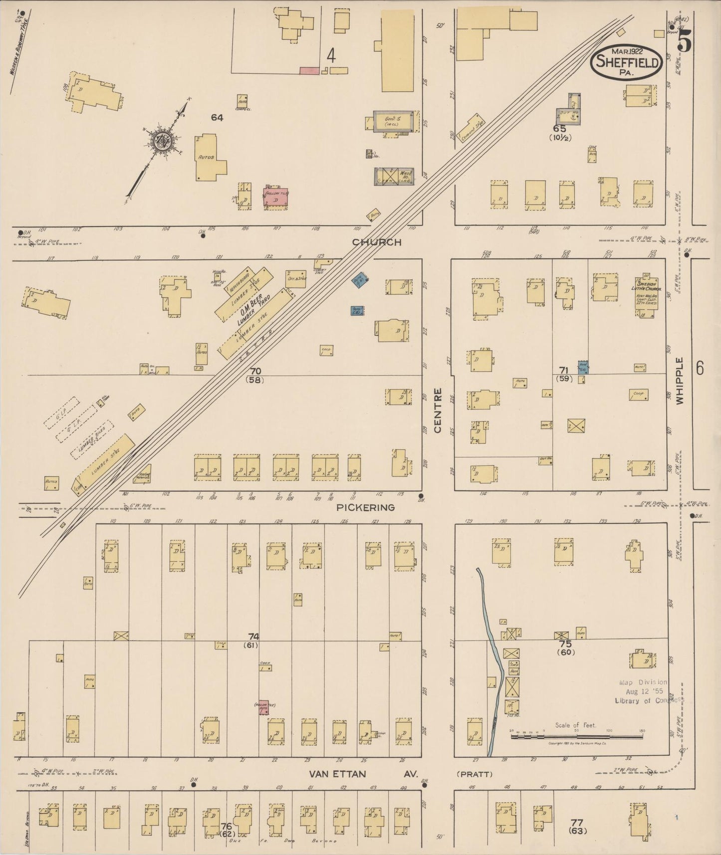 Sanborn Fire Insurance Map from Sheffield, Warren County, Pennsylvania (1922), Sheet #0005 - Complete Map Set gallery image, historic Sanborn map, vintage wall art, Pennsylvania Pennsylvania