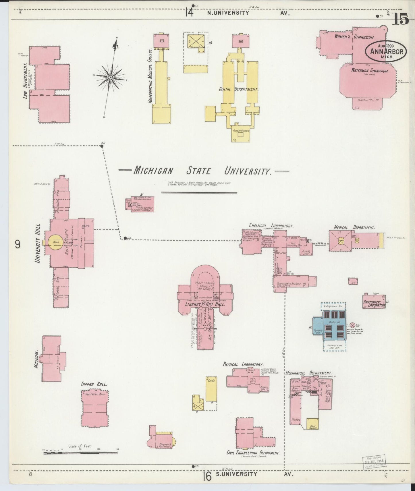 Sanborn Fire Insurance Map from Ann Arbor, Washtenaw County, Michigan (1899), Sheet #0015 - Complete Map Set gallery image, historic Sanborn map, vintage wall art, Michigan Michigan