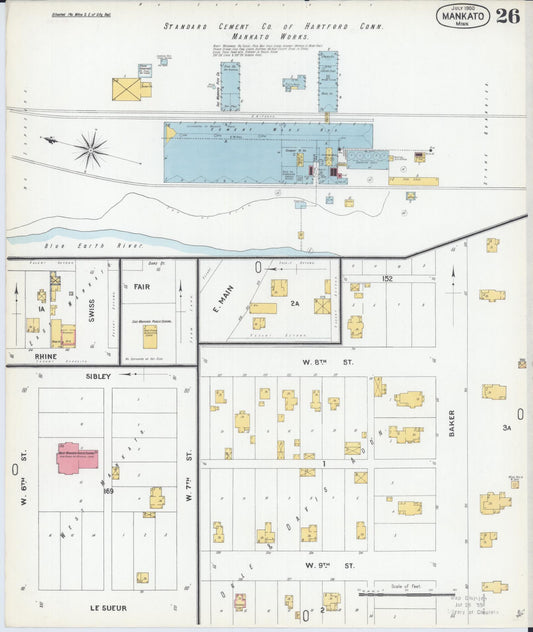 Sanborn Fire Insurance Map from Mankato, Blue Earth County, Minnesota (1900), Sheet #0026 - Historic Sanborn Fire Insurance Map Print, vintage old map wall art, antique decor, genealogy gift, Minnesota Minnesota map