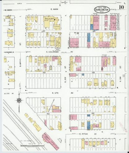 Sanborn Fire Insurance Map from Grand Junction, Mesa County, Colorado (1919), Sheet #0010 - Complete Map Set gallery image, historic Sanborn map, vintage wall art, Colorado Colorado