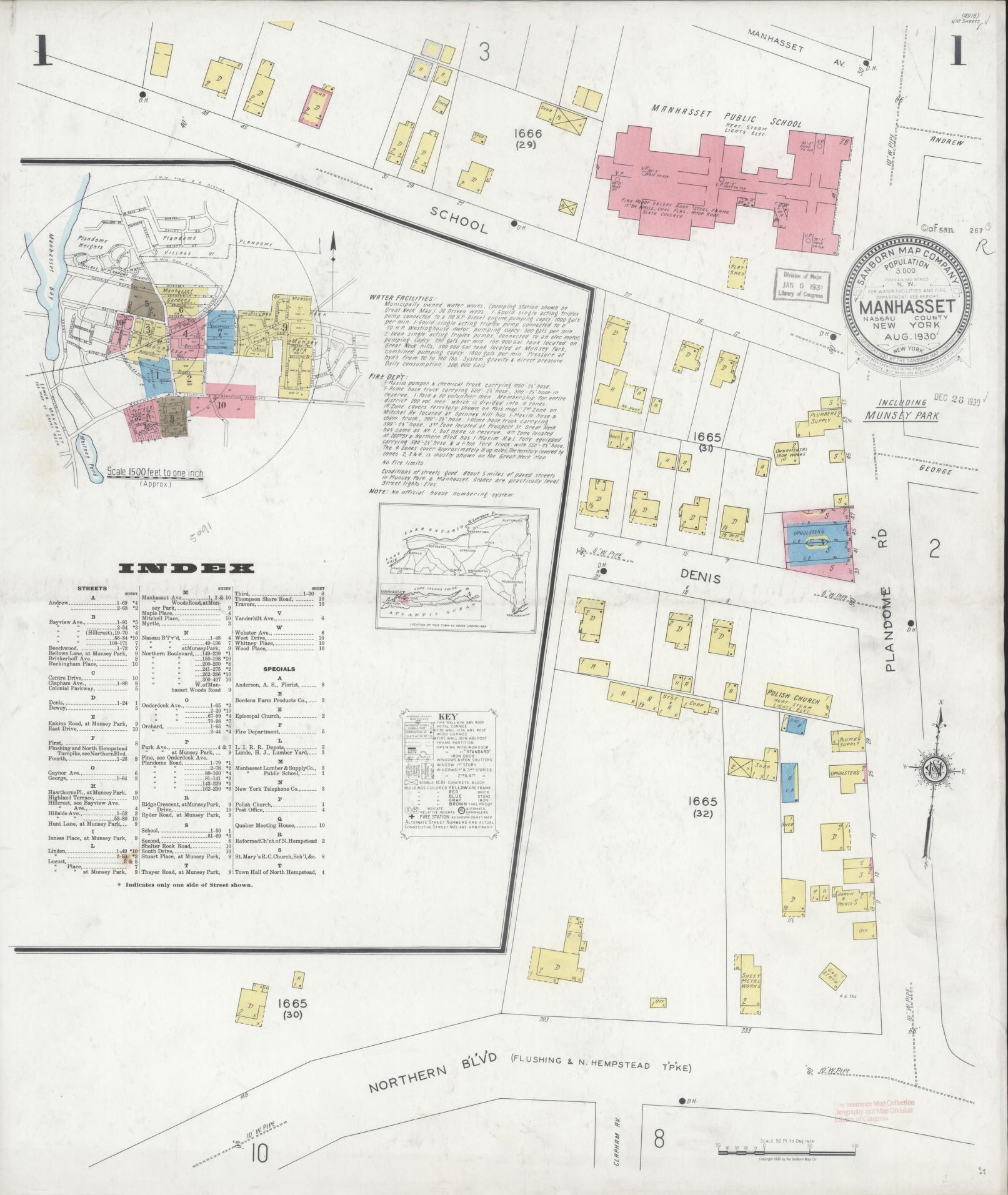 Sanborn Fire Insurance Map from Manhasset, Nassau County, New York. (1930) – Historic Sanborn Fire Insurance Map Print