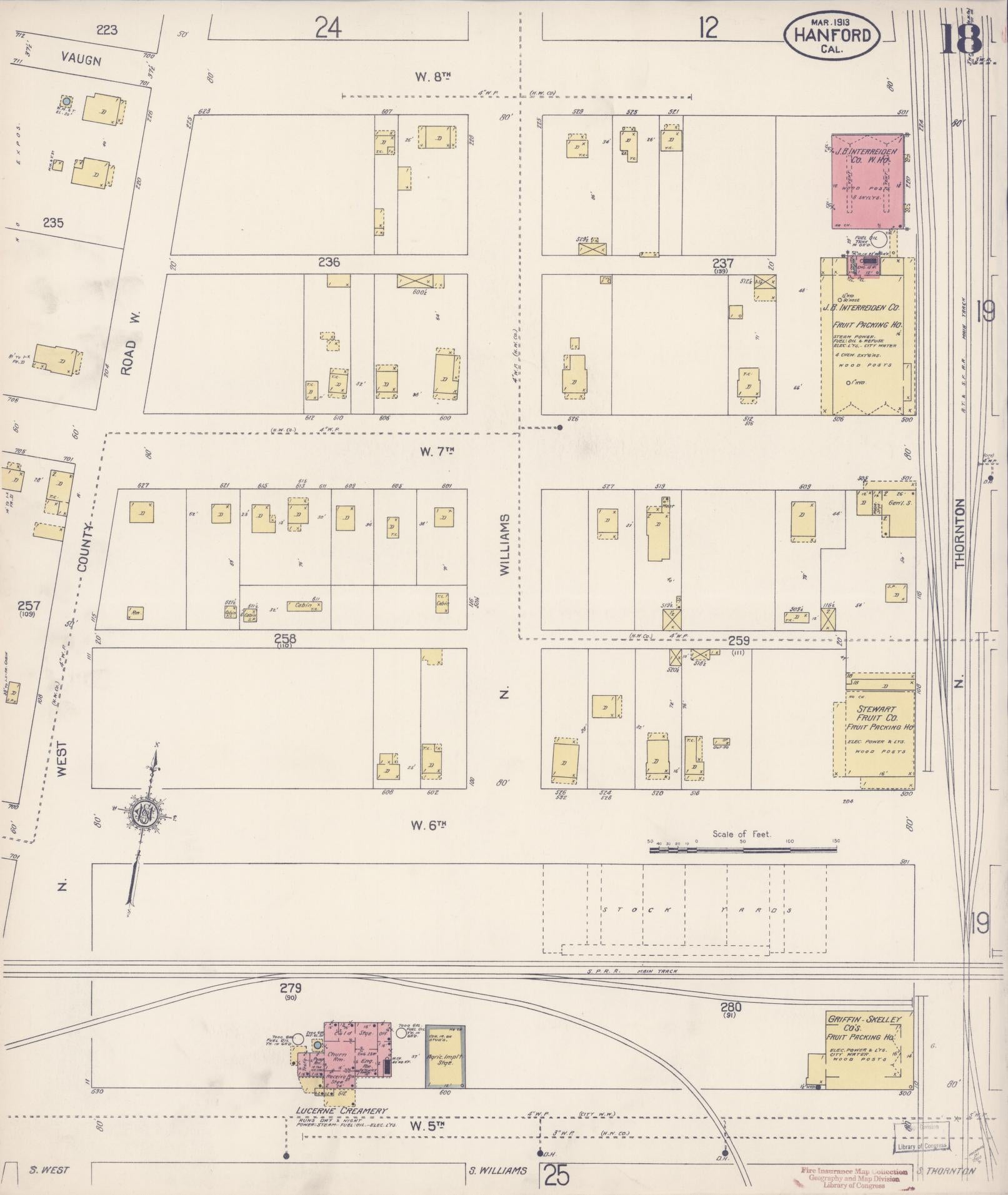 Sanborn Fire Insurance Map from Hanford, Kings County, California (1913), Sheet #0018 - Historic Sanborn Fire Insurance Map Print, vintage old map wall art, antique decor, genealogy gift, California California map
