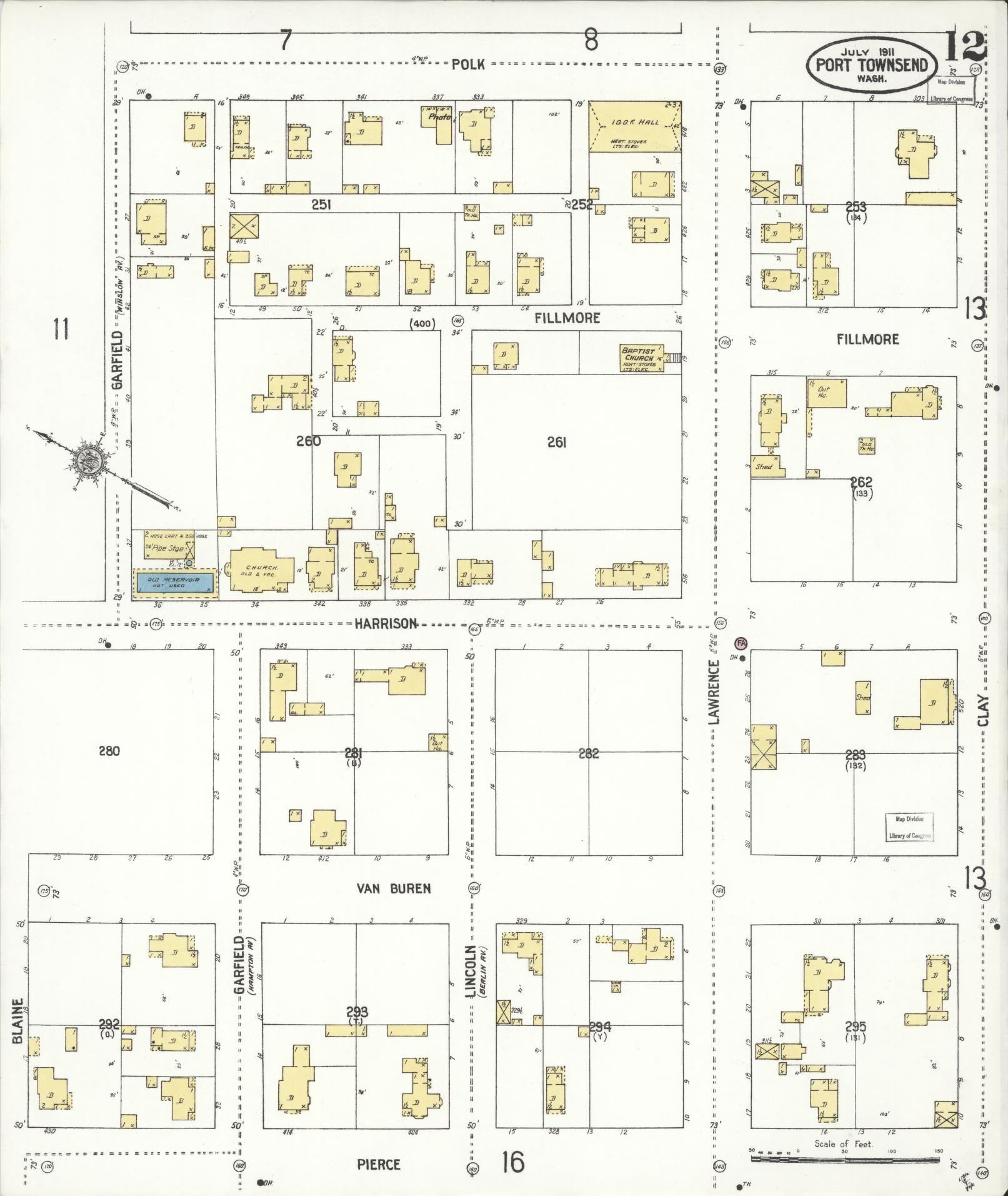 Sanborn Fire Insurance Map from Port Townsend, Jefferson County, Washington (1911), Sheet #0012 - Complete Map Set gallery image, historic Sanborn map, vintage wall art, Washington Washington