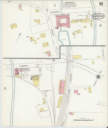 Sanborn Fire Insurance Map from Shippensburg, Cumberland And Franklin Counties, Pennsylvania (1910), Sheet #0016 - Historic Sanborn Fire Insurance Map Print, vintage old map wall art, antique decor, genealogy gift, Counties Pennsylvania map