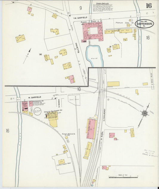 Sanborn Fire Insurance Map from Shippensburg, Cumberland And Franklin Counties, Pennsylvania (1910), Sheet #0016 - Historic Sanborn Fire Insurance Map Print, vintage old map wall art, antique decor, genealogy gift, Counties Pennsylvania map