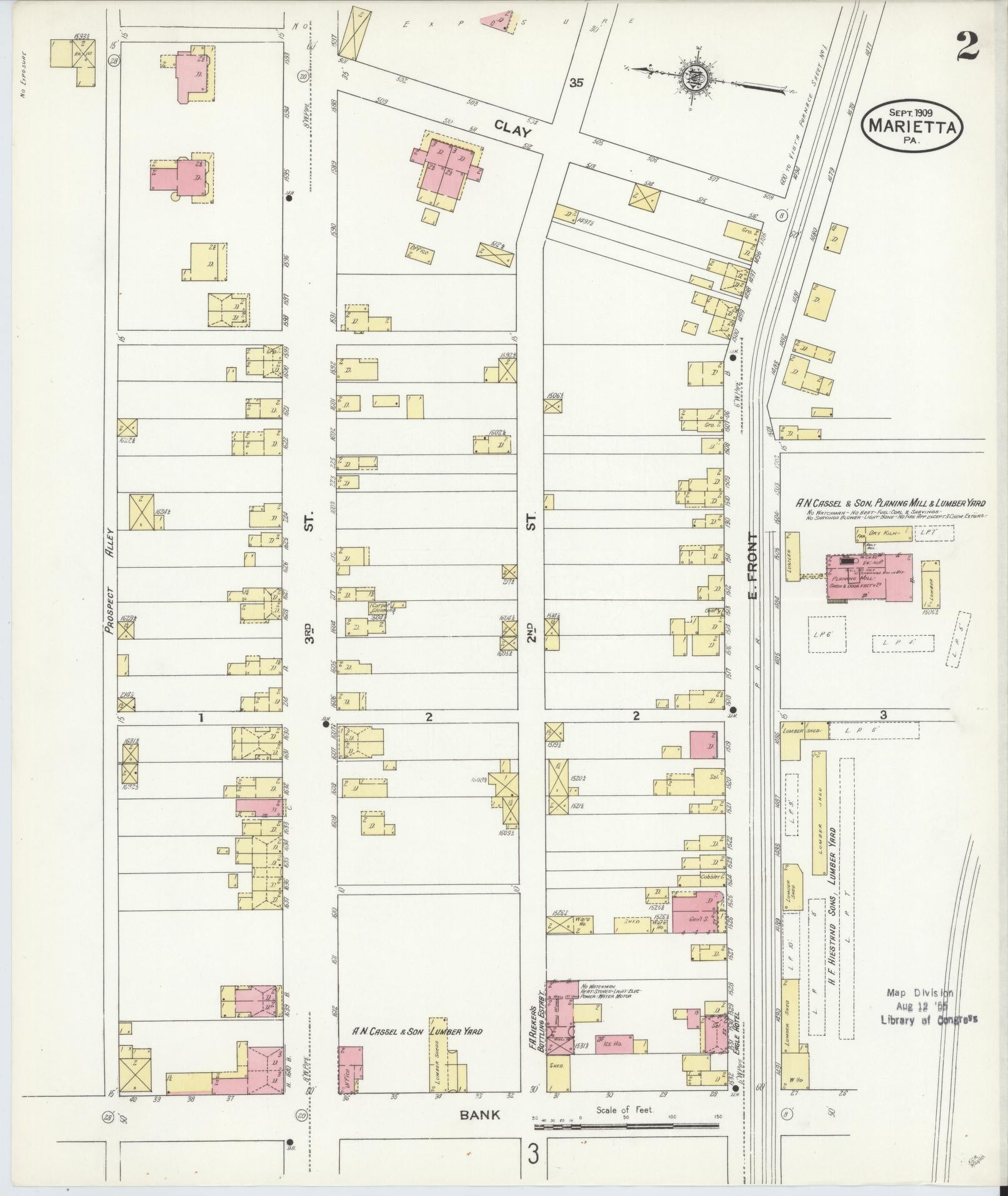Sanborn Fire Insurance Map from Marietta, Lancaster County, Pennsylvania (1909), Sheet #0002 - Complete Map Set gallery image, historic Sanborn map, vintage wall art, Pennsylvania Pennsylvania