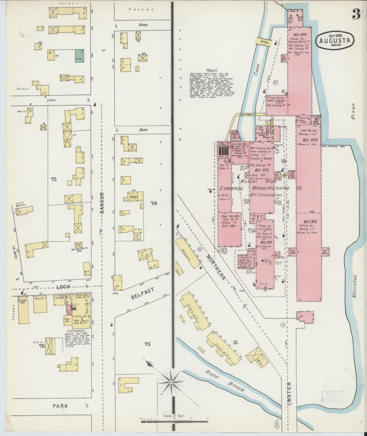 Sanborn Fire Insurance Map from Augusta, Kennebec County, Maine (1895), Sheet #0003 - Complete Map Set gallery image, historic Sanborn map, vintage wall art, Maine Maine