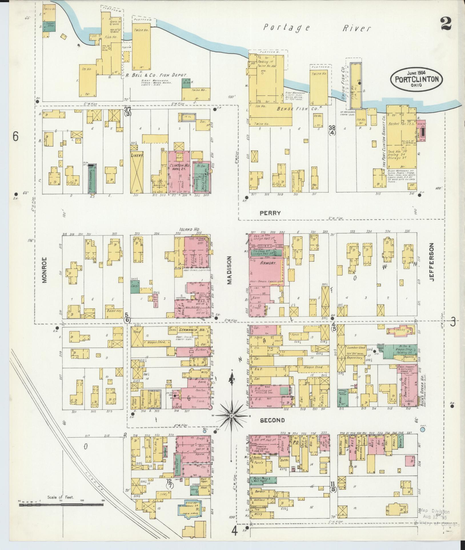 Sanborn Fire Insurance Map from Port Clinton, Ottawa County, Ohio (1904), Sheet #0002 - Complete Map Set gallery image, historic Sanborn map, vintage wall art, Ohio Ohio
