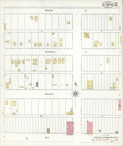 Sanborn Fire Insurance Map from El Centro, Imperial County, California (1910), Sheet #0002 - Historic Sanborn Fire Insurance Map Print, vintage old map wall art, antique decor, genealogy gift, California California map