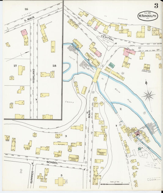 Sanborn Fire Insurance Map from West Randolph, Orange County, Vermont (1892), Sheet #0003 - Historic Sanborn Fire Insurance Map Print, vintage old map wall art, antique decor, genealogy gift, Vermont Vermont map