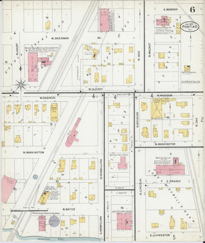 Sanborn Fire Insurance Map from Pontiac, Livingston County, Illinois (1903), Sheet #0006 - Complete Map Set gallery image, historic Sanborn map, vintage wall art, Illinois Illinois
