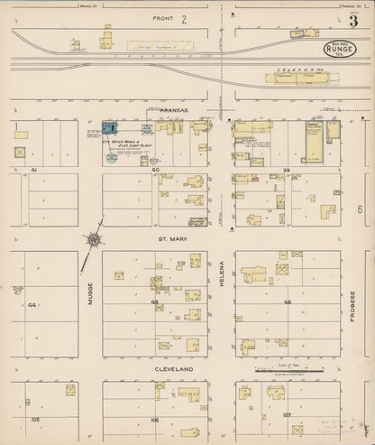 Sanborn Fire Insurance Map from Runge, Karnes County, Texas (1922), Sheet #0003 - Historic Sanborn Fire Insurance Map Print, vintage old map wall art, antique decor, genealogy gift, Texas Texas map