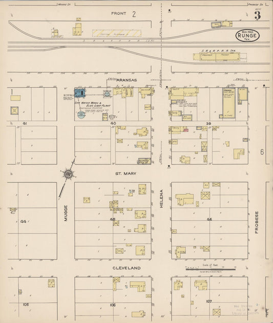 Sanborn Fire Insurance Map from Runge, Karnes County, Texas (1922), Sheet #0003 - Historic Sanborn Fire Insurance Map Print, vintage old map wall art, antique decor, genealogy gift, Texas Texas map