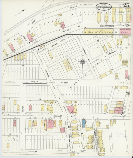 Sanborn Fire Insurance Map from Turtle Creek Valley, Allegheny County, Pennsylvania (1911), Sheet #0025 - Historic Sanborn Fire Insurance Map Print, vintage old map wall art, antique decor, genealogy gift, Pennsylvania Pennsylvania map