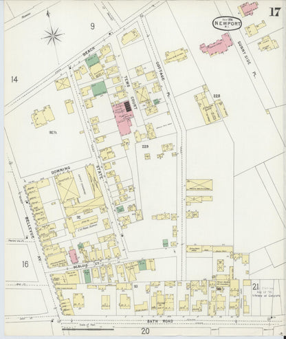 Sanborn Fire Insurance Map from Newport, Newport County, Rhode Island (1896), Sheet #0017 - Complete Map Set gallery image, historic Sanborn map, vintage wall art, Rhode Island Rhode Island