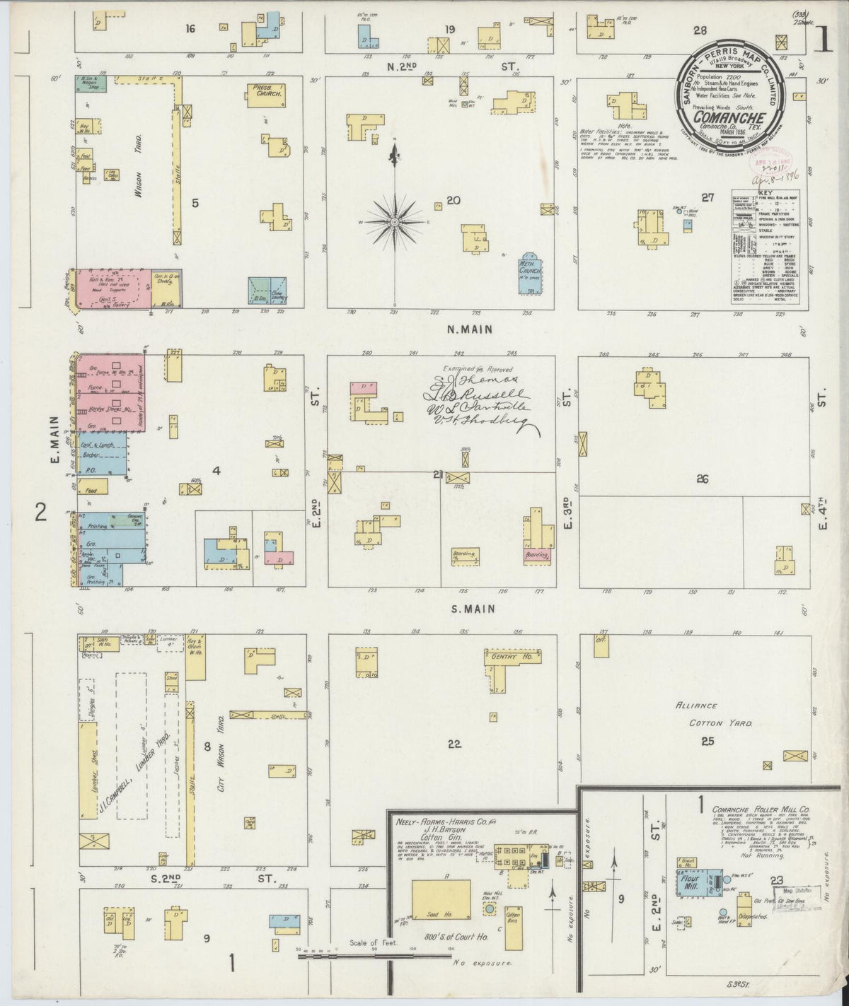 Sanborn Fire Insurance Map from Comanche, Comanche County, Texas (1896), Sheet #0001 - Historic Sanborn Fire Insurance Map Print, vintage old map wall art, antique decor, genealogy gift, Texas Texas map