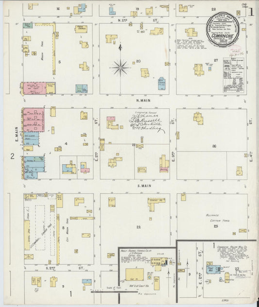 Sanborn Fire Insurance Map from Comanche, Comanche County, Texas (1896), Sheet #0001 - Historic Sanborn Fire Insurance Map Print, vintage old map wall art, antique decor, genealogy gift, Texas Texas map