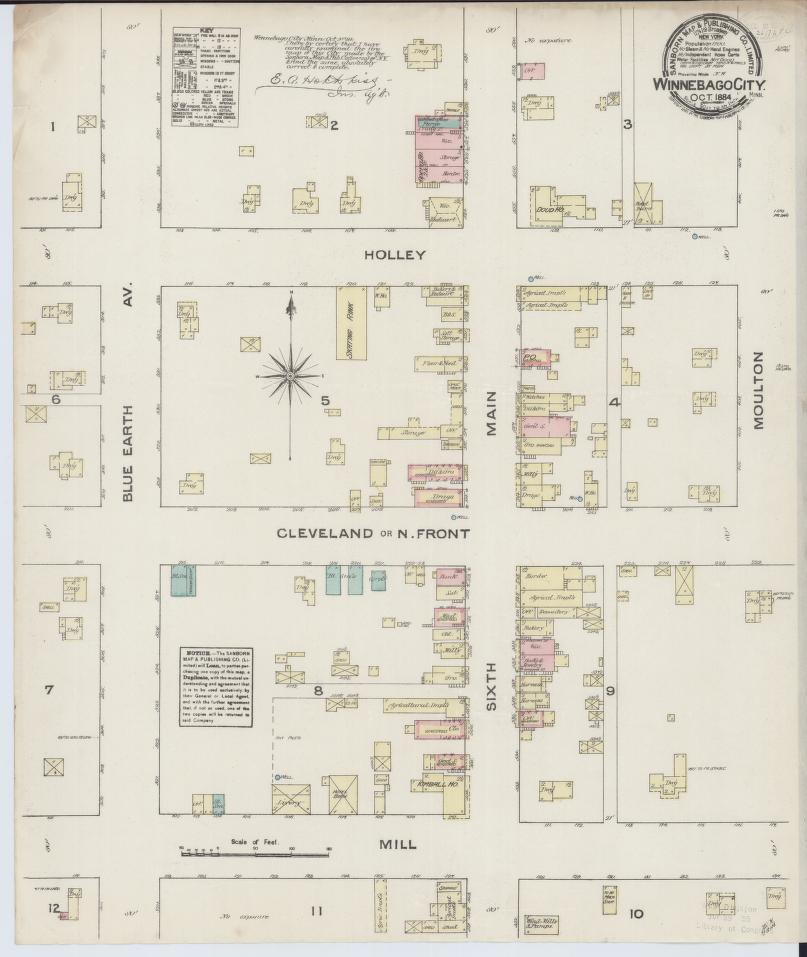 Sanborn Fire Insurance Map from Winnebago, Faribault County, Minnesota. (1884) – Map View