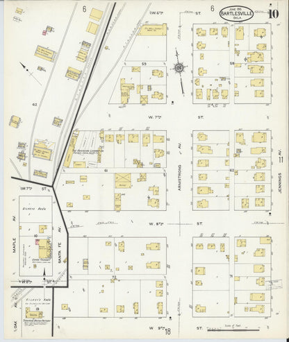 Sanborn Fire Insurance Map from Bartlesville, Washington County, Oklahoma (1915), Sheet #0010 - Complete Map Set gallery image, historic Sanborn map, vintage wall art, Oklahoma Oklahoma
