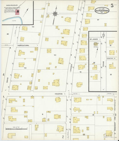 Sanborn Fire Insurance Map from Sulphur Springs, Hopkins County, Texas (1915), Sheet #0005 - Complete Map Set gallery image, historic Sanborn map, vintage wall art, Texas Texas