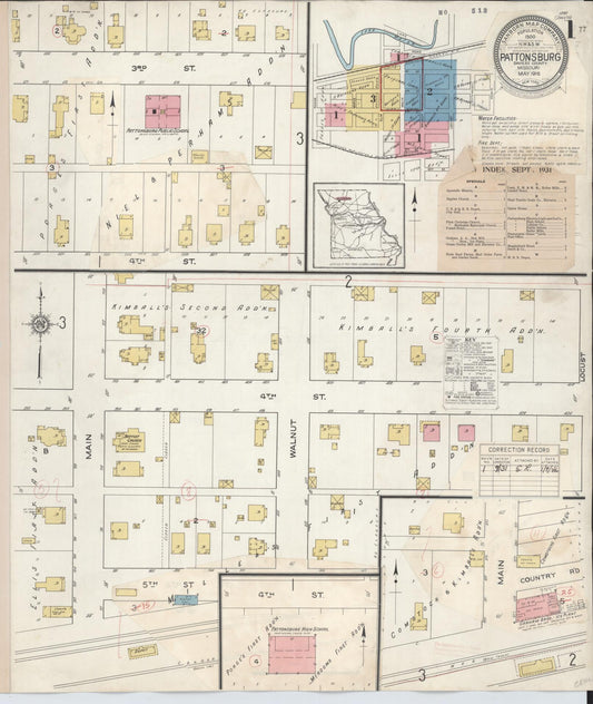 Sanborn Fire Insurance Map from Pattonsburg, Daviess County, Missouri (1931), Sheet #0001 - Historic Sanborn Fire Insurance Map Print, vintage old map wall art, antique decor, genealogy gift, Missouri Missouri map