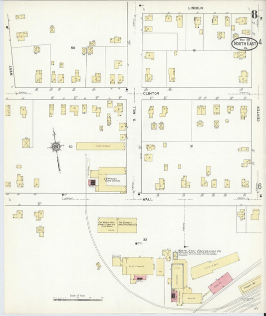 Sanborn Fire Insurance Map from North East, Erie County, Pennsylvania (1912), Sheet #0008 - Historic Sanborn Fire Insurance Map Print, vintage old map wall art, antique decor, genealogy gift, Pennsylvania Pennsylvania map
