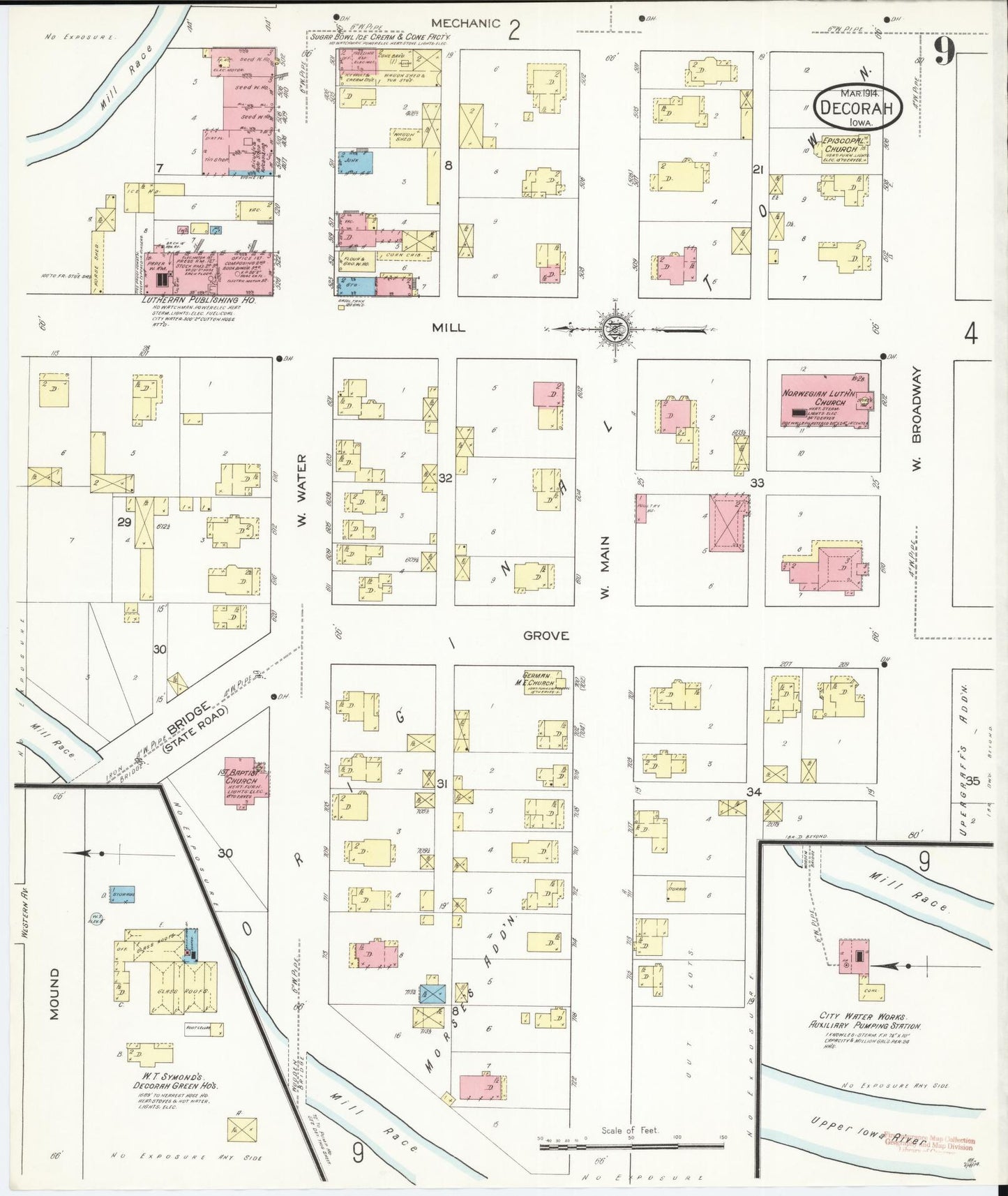 Sanborn Fire Insurance Map from Decorah, Winneshiek County, Iowa (1914), Sheet #0009 - Historic Sanborn Fire Insurance Map Print