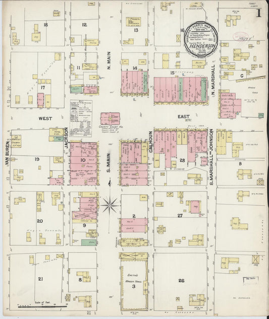 Sanborn Fire Insurance Map from Henderson, Rusk County, Texas (1890), Sheet #0001 - Complete Map Set gallery image, historic Sanborn map, vintage wall art, Texas Texas
